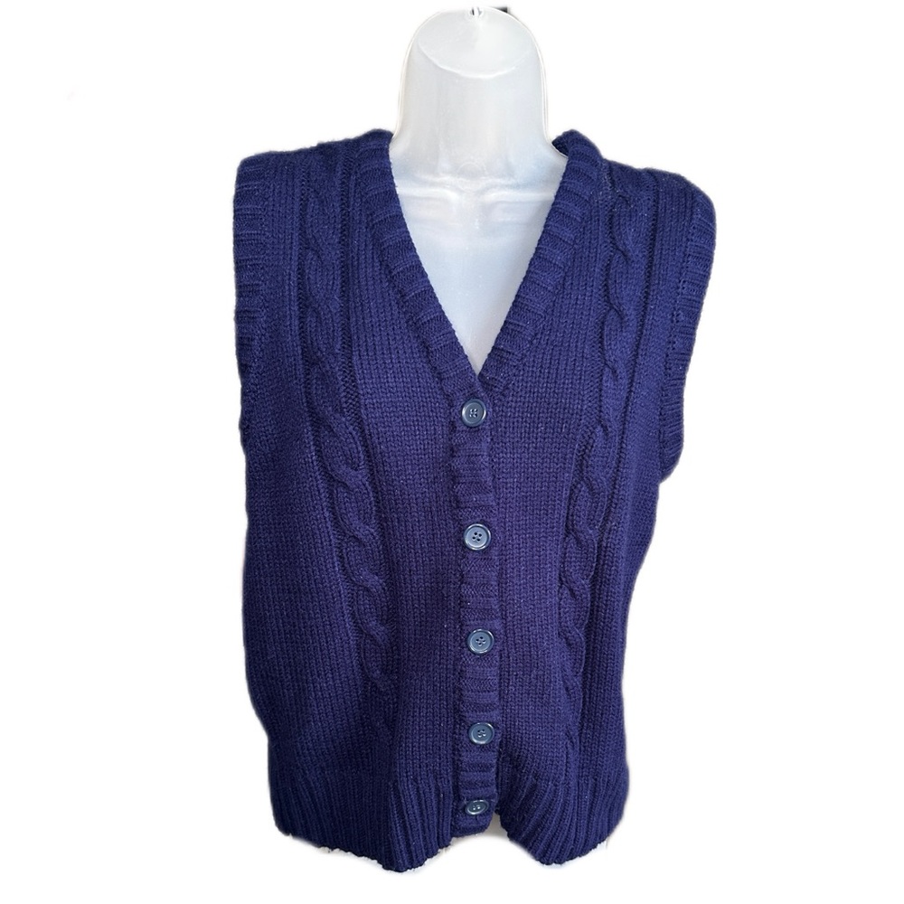 Vintage Navy Blue Cable Knit Vest Size XL